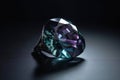 Alexandrite is a rare precious natural geological stone on a black background in low key. AI generated