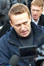 Alexey Navalny. Demonstration in Russia. Miting on the day of national unity in the Moscow Royalty Free Stock Photo