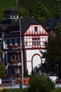 Bullay, Germany - 09 08 2020: half-timbered waterfront building