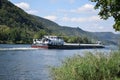 Bullay, Germany - 09 02 2021: cargo ship on the Mosel