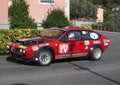 An Alfa Romeo alfetta GTV racing car during a timed speed trial