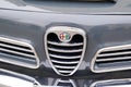 Alfa romeo logo brand and text sign front grill on chrome vintage alfeta italian