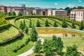 Alfa Romeo park in the new, modern Portello area in Milan