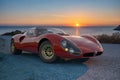 Alfa Romeo 33 Stradale on a picturesque road Royalty Free Stock Photo