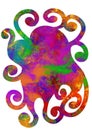 shape with floral ornament, multicolored digital painting, illustration,