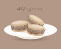 Alfajores cookies, Latin American cuisine, Argentinean national cuisine. Food illustration vector