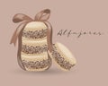 Alfajores cookies, Latin American cuisine, Argentinean national cuisine. Food illustration vector