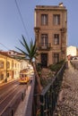 Alfama district in Lisbon, old houses, narrow streets historic old town Portugal.