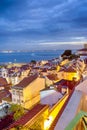 Picturesque Image of The Oldest Alfama District in Lisbon in Portugal With Townscape Scenery Made During a Blur Hour