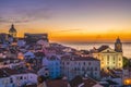 Skyline of lisbon, the capital of  portugal at night Royalty Free Stock Photo