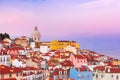 Alfama at scenic sunset, Lisbon, Portugal