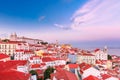 Alfama at scenic sunset, Lisbon, Portugal