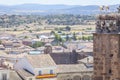 Alfiler tower, Gothic belfry adorned with glazed roof tiles, Trujillo, Spain