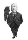 Alfred Hitchcock sketch illustration portrait Royalty Free Stock Photo