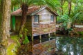 Boat shed and lake