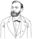 Alfred Nobel line art portrait, vector