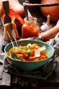 Alfredo pasta sauce with butternut squash, garlic and Parmesan .selective focus