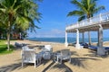 Alfresco dining area of a tropical beach resort Royalty Free Stock Photo