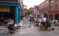 Alfresco dining in Manchester, England, during lockdown