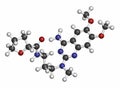 Alfuzosin benign prostate hyperplasia BPH drug molecule. Atoms are represented as spheres with conventional color coding:.