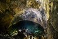 Algar do Carvao cave at Terceira island, Azores vacation Royalty Free Stock Photo