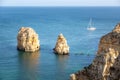 Algarve, Portugal. Boat and kajaks Royalty Free Stock Photo