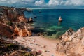 Algarve Portuguese beach on a summer day. Royalty Free Stock Photo