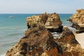 Portugal- Algarve- The Beautifully Sculpted Coastal Cliffs Royalty Free Stock Photo