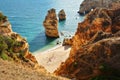 Algarve rocks formation and beach Royalty Free Stock Photo