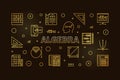 Algebra concept thin line golden horizontal banner. Vector illustration