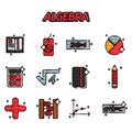 Algebra flat icons set Royalty Free Stock Photo
