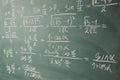 Algebra, mathematics. Trigonometry and elementary functions written on the chalkboard. Royalty Free Stock Photo