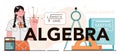 Algebra typographic header. Students studying mathematics at school. Royalty Free Stock Photo