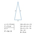 Algebraic equation with one variable integers formula for calculating the perimeter