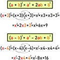 Algebraic expressions - formulas for squared binomials