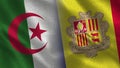Algeria and Andorra Realistic Half Flags Together
