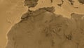 Algeria area. Sepia elevation map Royalty Free Stock Photo