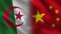 Algeria and China Realistic Half Flags Together