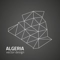 Algeria contour black polygonal vector triangle perspective map