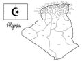 Algeria Country Map Flag Vector Illustration Hand Drawn Cartoon Art
