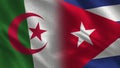 Algeria and Cuba Realistic Half Flags Together
