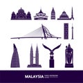 Malaysia travel destination vector illustration