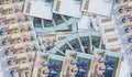 Algeria Dinar 2000 DZD banknotes in a fan mosaic pattern 3d illustration