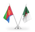 Algeria and Eritrea table flags isolated on white 3D rendering