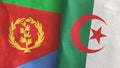 Algeria and Eritrea two flags textile cloth 3D rendering