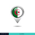 Algeria flag map pin vector design template. Royalty Free Stock Photo