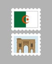 Algeria flag and timgad on postage stamps