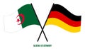 Algeria and Germany Flags Crossed And Waving Flat Style. Official Proportion. Correct Colors
