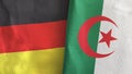 Algeria and Germany two flags textile cloth 3D rendering