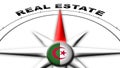 Algeria Globe Sphere Flag and Compass Concept Real Estate Titles Ã¢â¬â 3D Illustrations